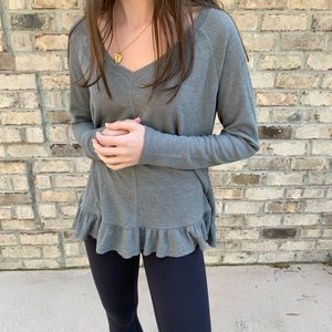 grey waffle knit long sleeve